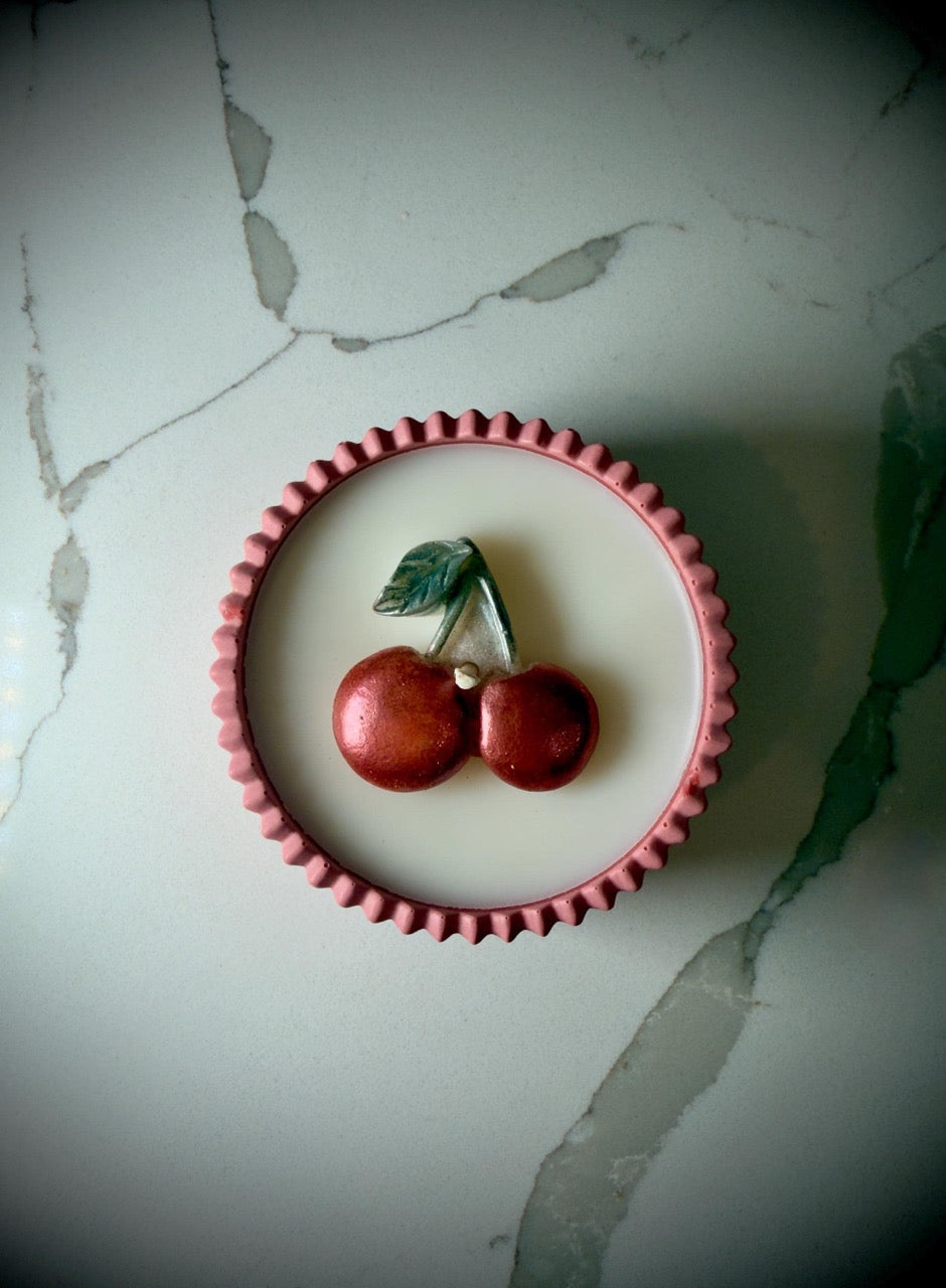 Handmade Jesmonite Jar - Rose | Organic Soy Candle | Cherry
