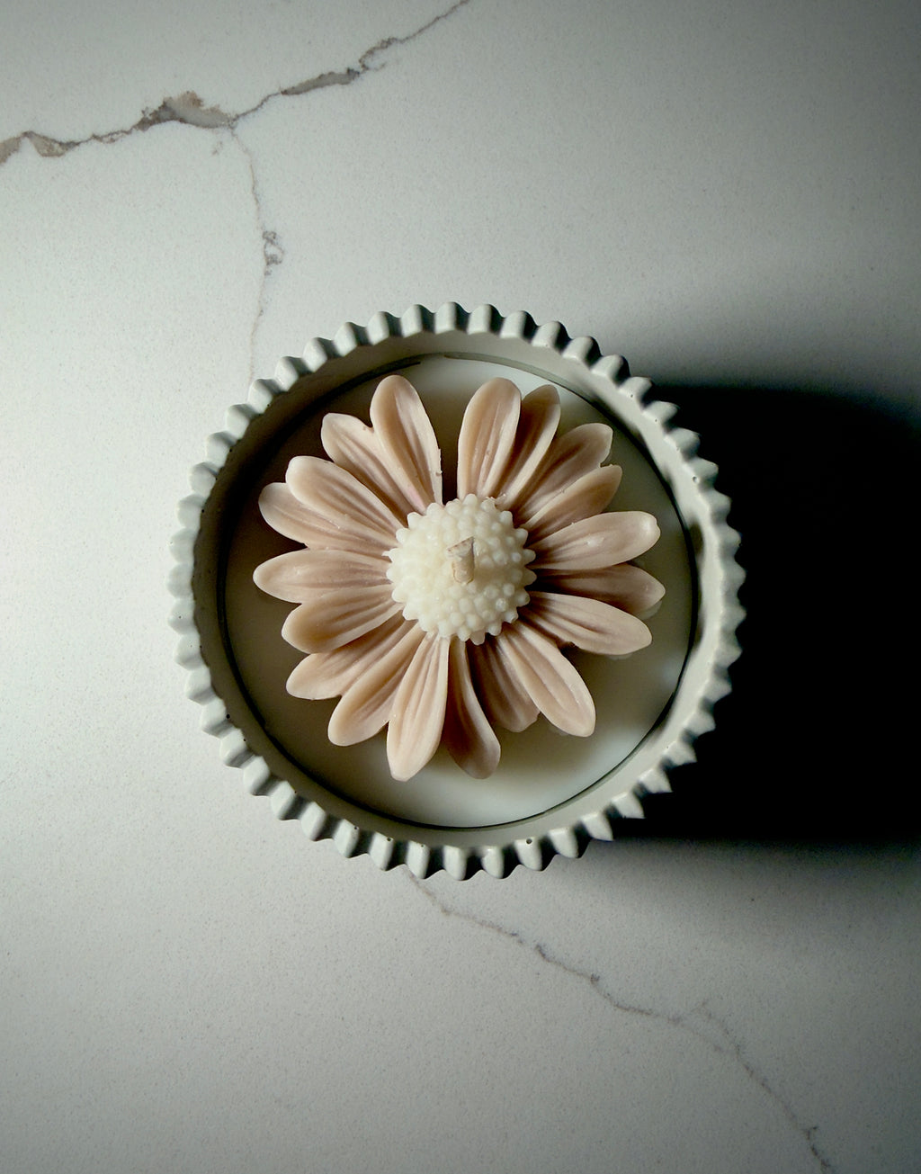 Handmade Jesmonite Jar - Sage | Organic Soy Candle | Blush Daisy