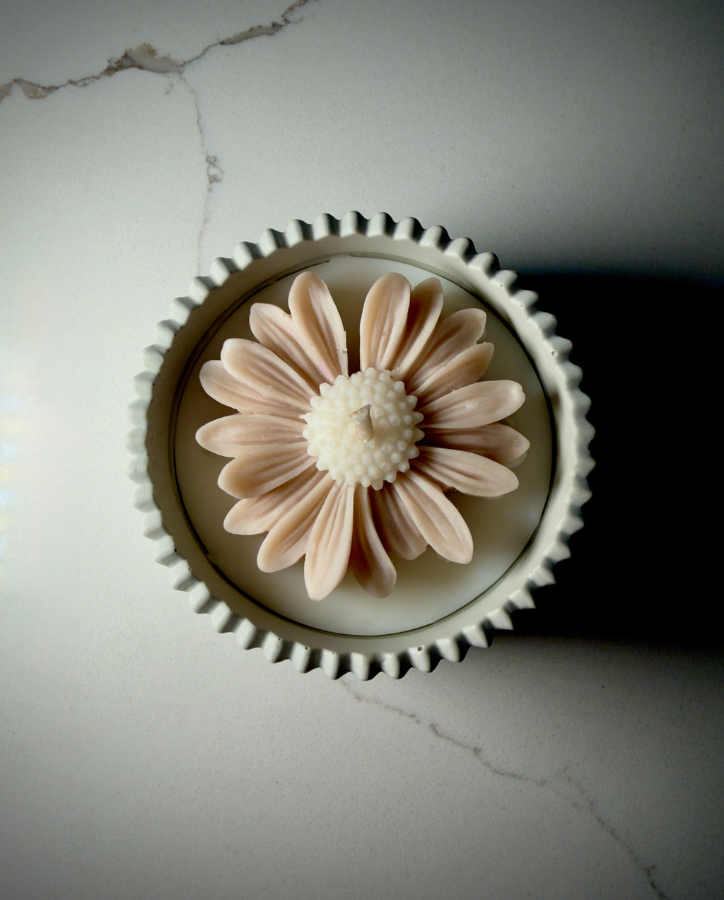 Handmade Jesmonite Jar - Sage | Organic Soy Candle | Blush Daisy