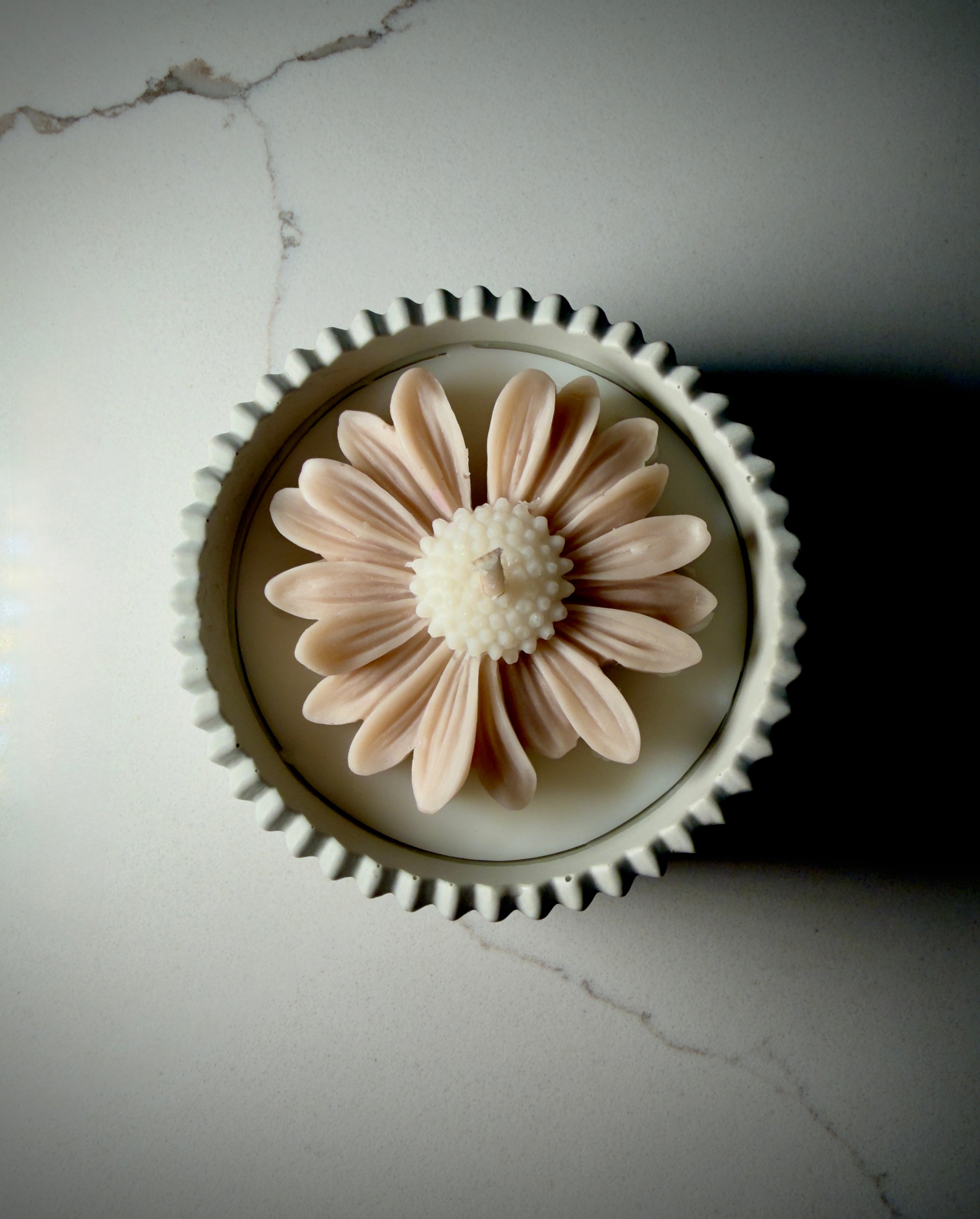 Handmade Jesmonite Jar - Sage | Organic Soy Candle | Blush Daisy