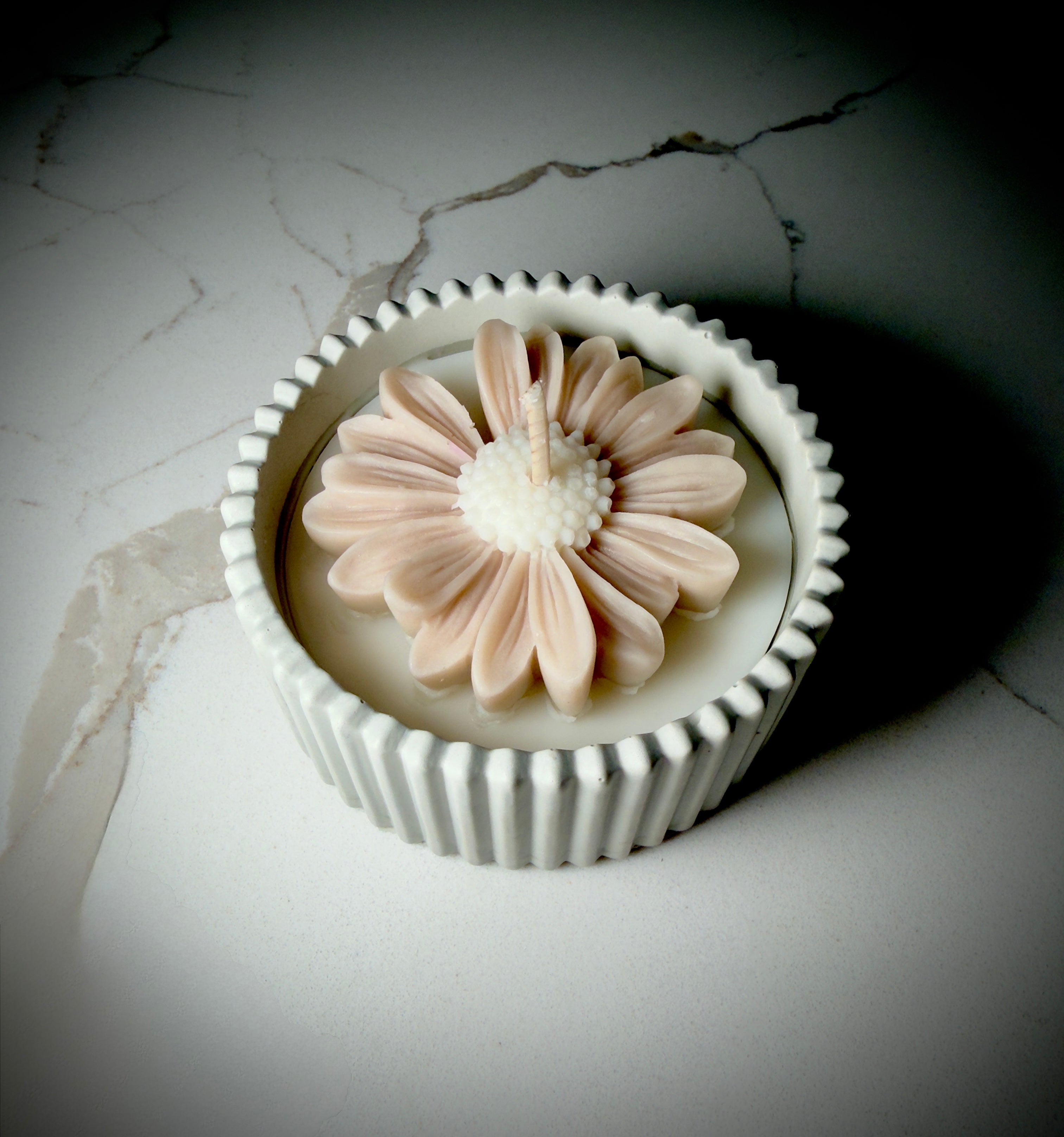 Handmade Jesmonite Jar - Sage | Organic Soy Candle | Blush Daisy