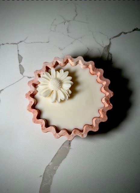 Handmade Jesmonite - Rose Marble | Organic Soy Candle | Daisy