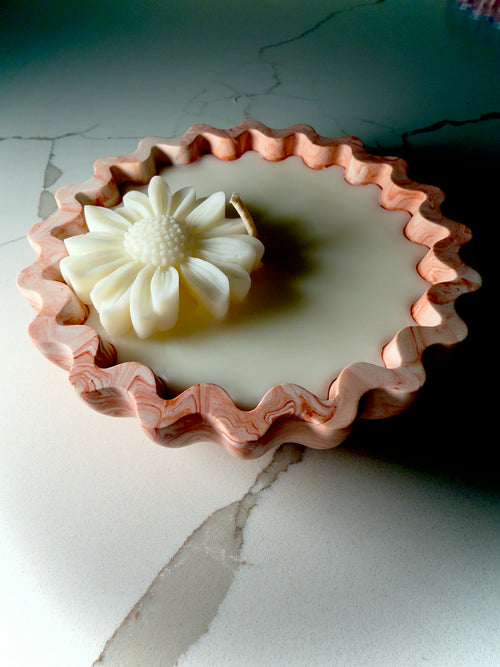 Handmade Jesmonite - Rose Marble | Organic Soy Candle | Daisy