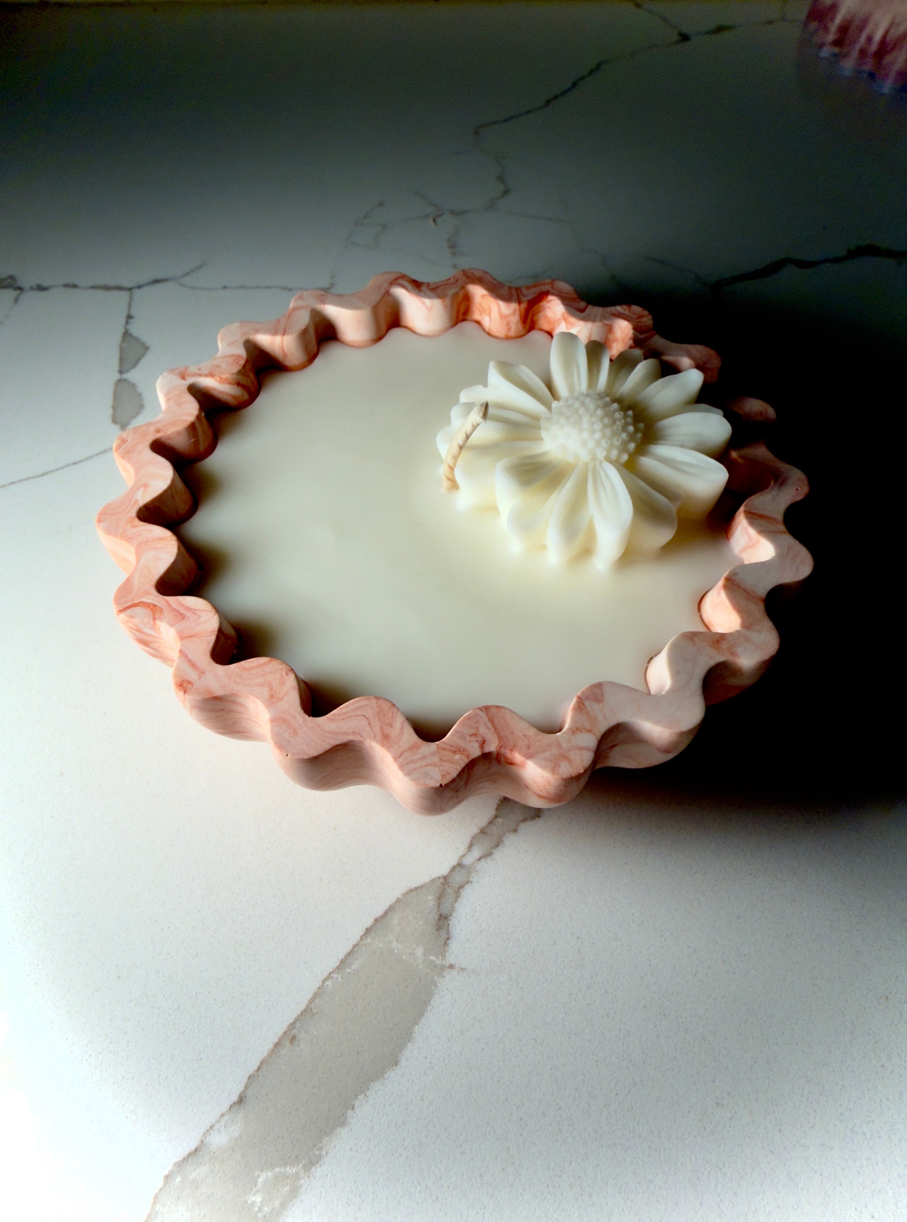 Handmade Jesmonite - Rose Marble | Organic Soy Candle | Daisy