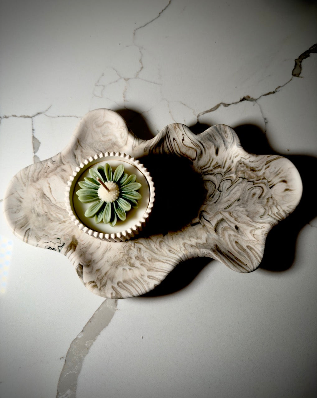 Neutral Marble Jesmonite Jewelry Tray