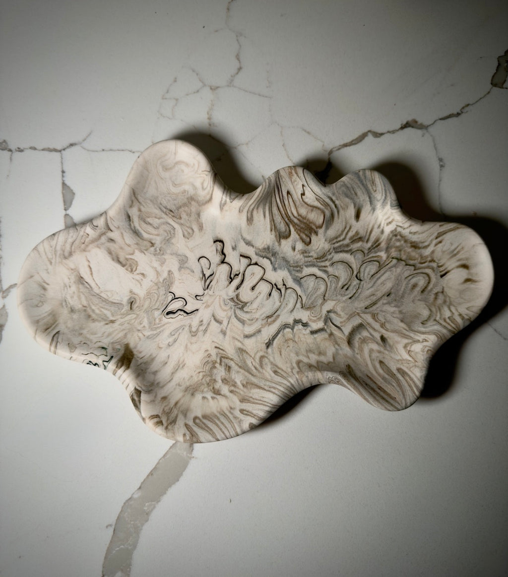 Neutral Marble Jesmonite Jewelry Tray