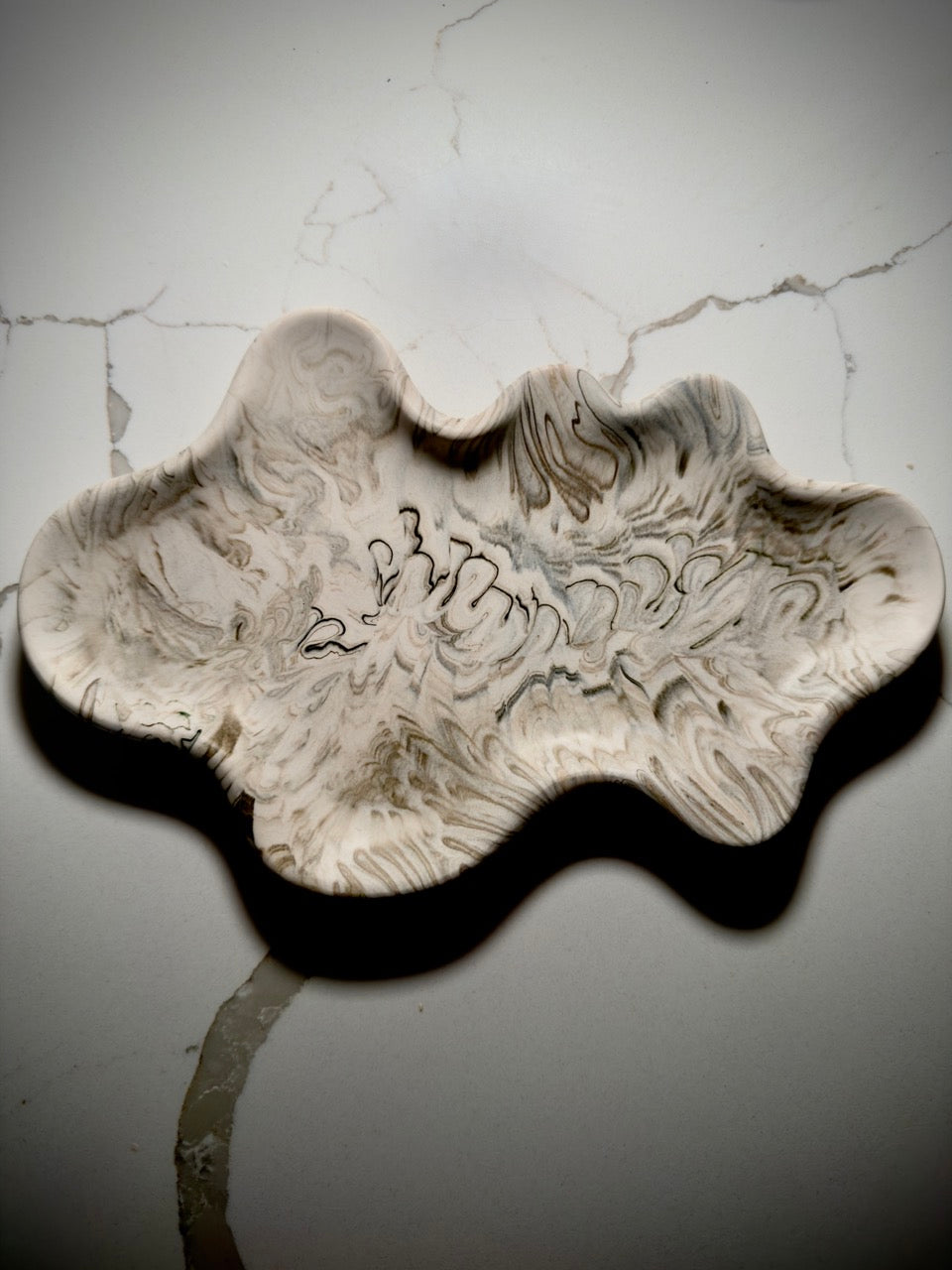 Neutral Marble Jesmonite Jewelry Tray