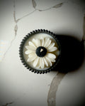 Handmade Jesmonite Jar - Black | Organic Soy Candle | B&W Daisy
