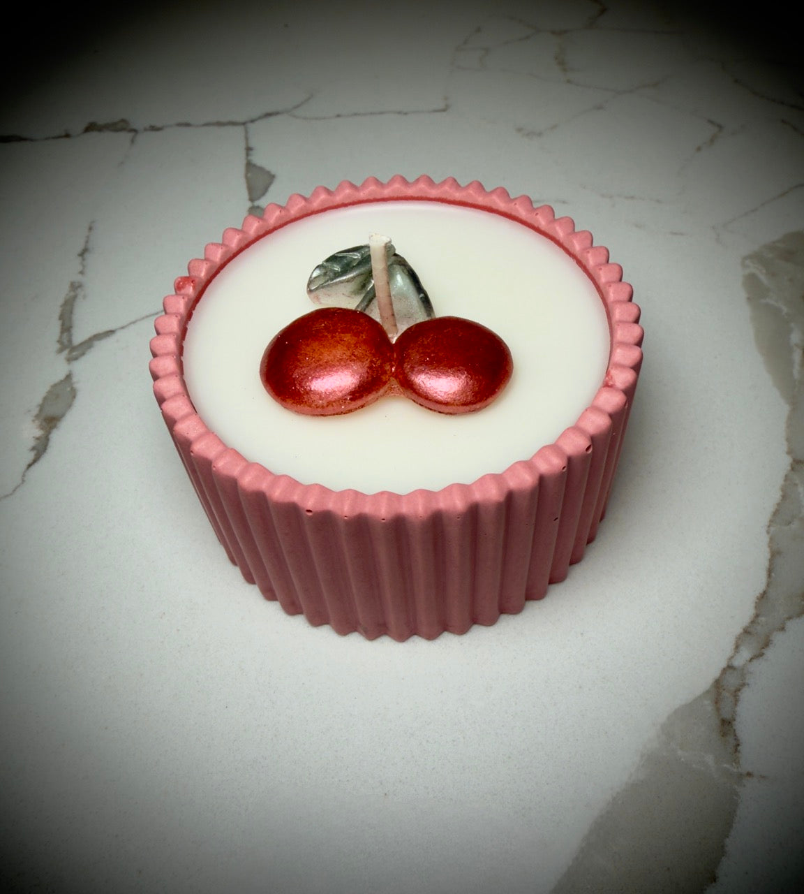 Handmade Jesmonite Jar - Rose | Organic Soy Candle | Cherry