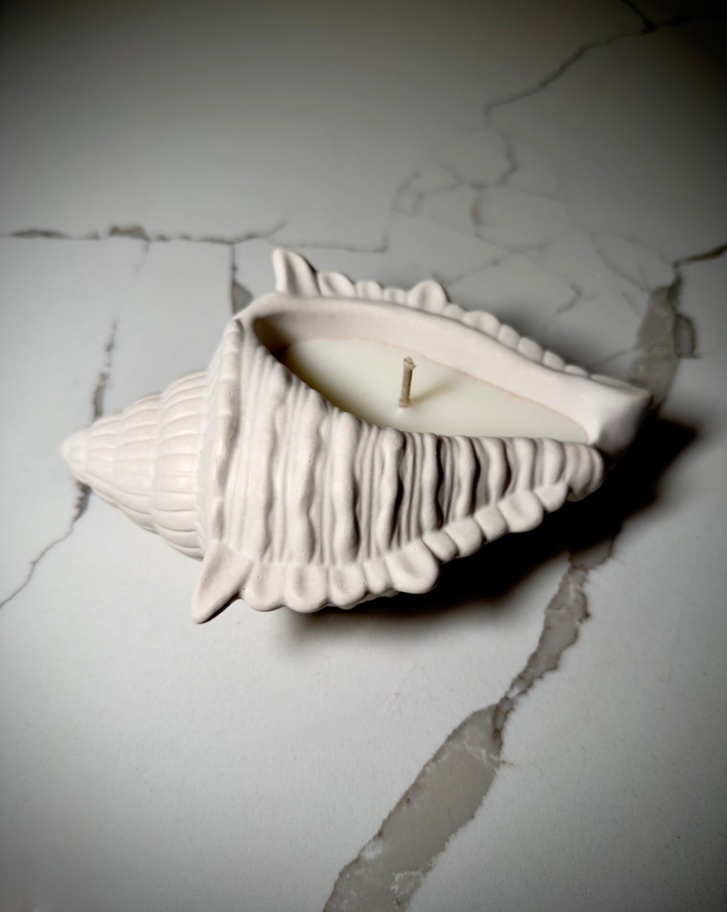 Handmade Seashell Soy Candle | Jesmonite Shell Vessel Coastal Decor
